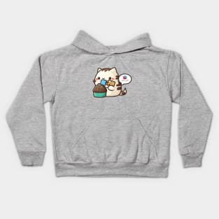 Cute Cat Eating Cupcake Kids Hoodie